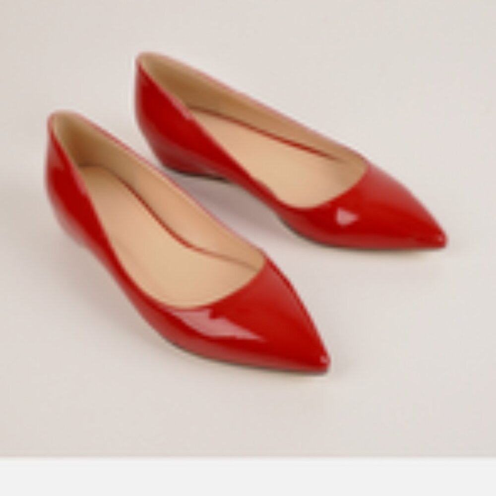 Classic Red Pointed-Toe Women's Flats - Picture 2 of 5